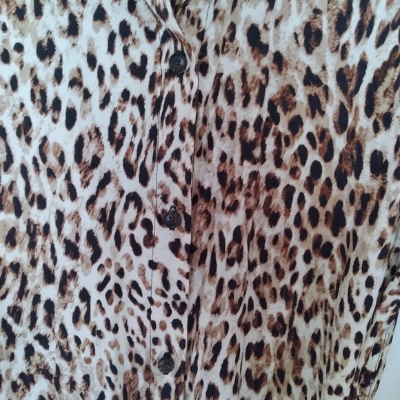 Satin Leopard Midi Shirt Dress - Picture 3 of 7